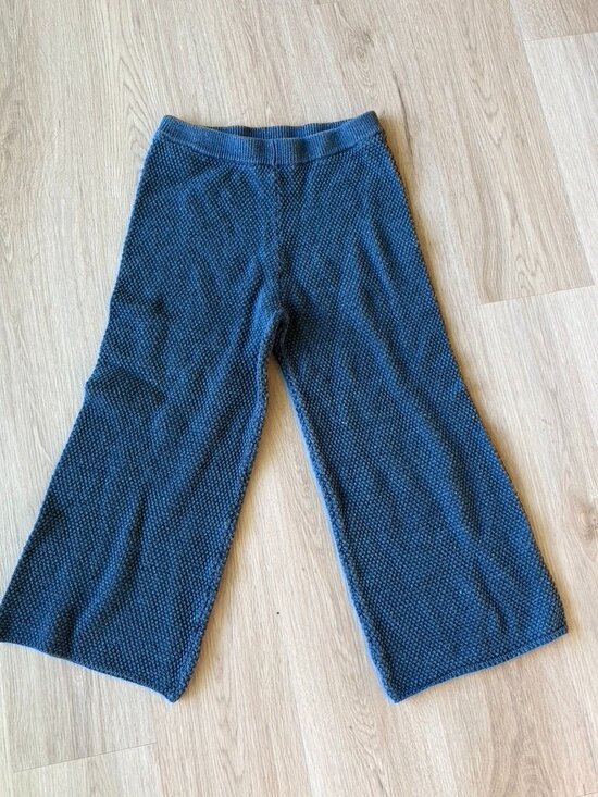 Free People Pants - Free People Textured Knit Sweater Pants wide leg Small Navy
